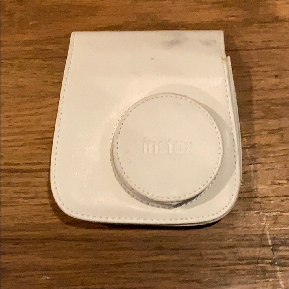 White leather Instax camera case